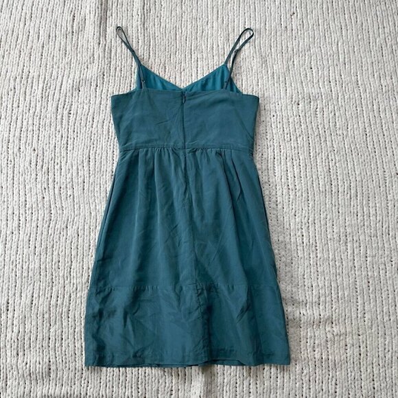 Madewell 100% Silk Turquoise Sundress - Size 2 - Picture 5 of 5